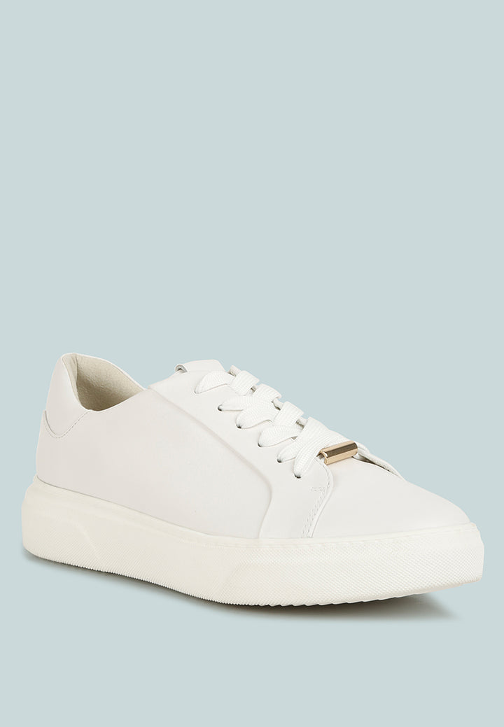 schick lace up leather sneakers#color_white