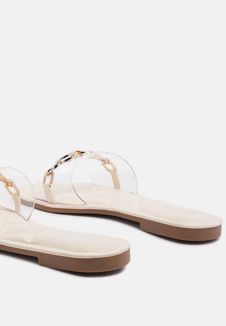 scoth clear buckled quilted slides by ruw#color_beige