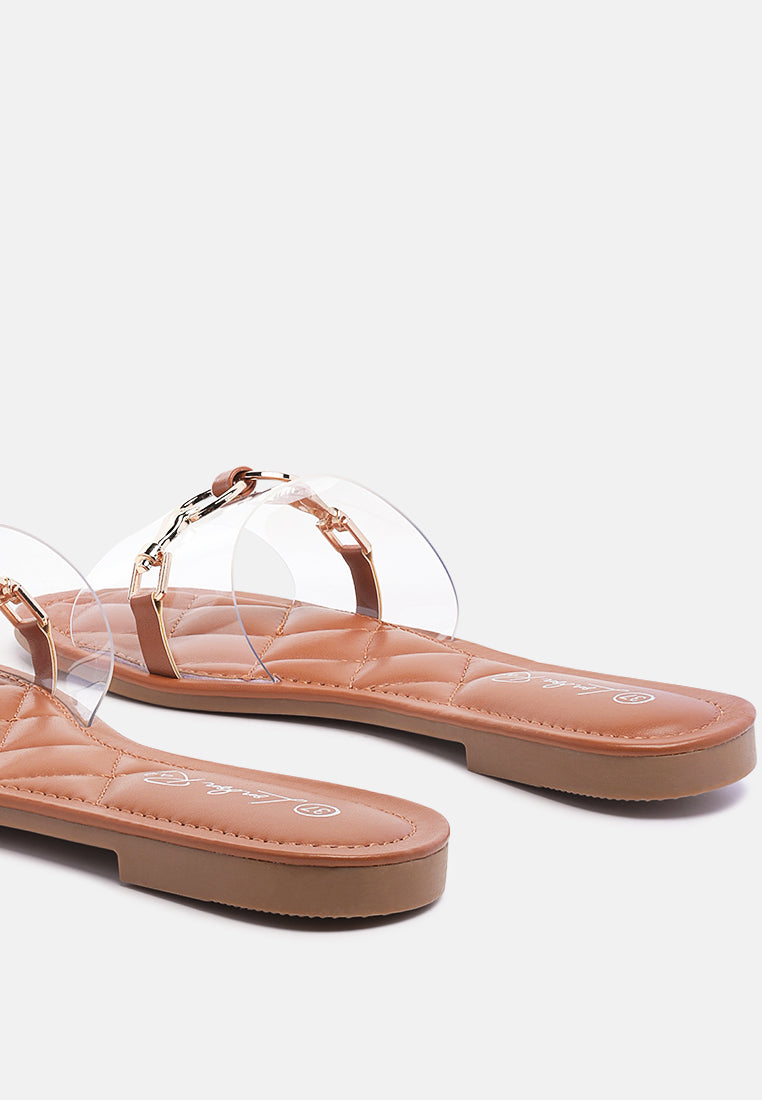 scoth clear buckled quilted slides by ruw#color_tan