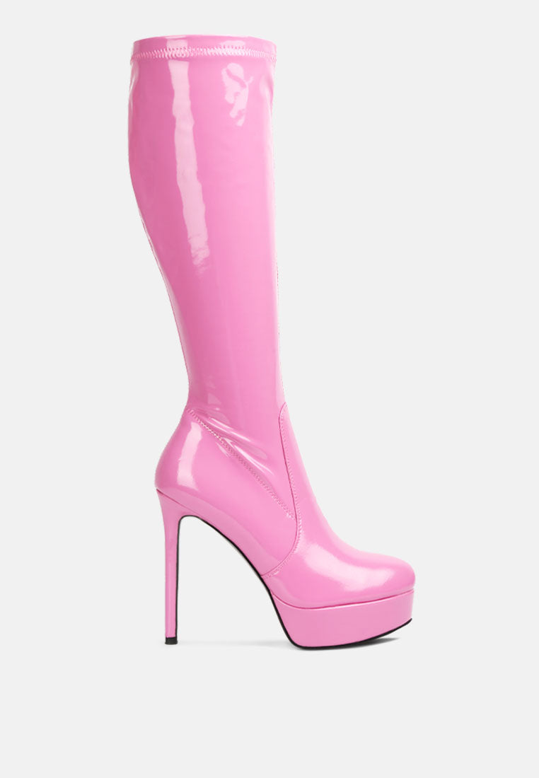 shawtie high heel stretch patent calf boots by ruw#color_pink