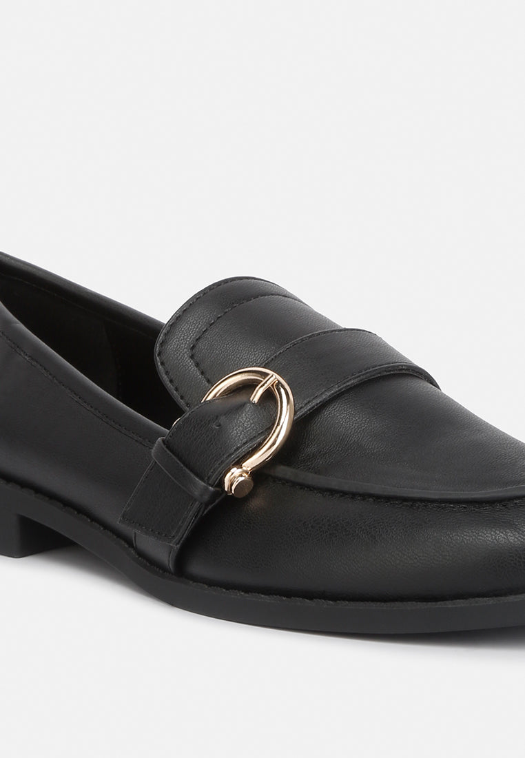 sheboss buckle detail loafers by ruw#color_black