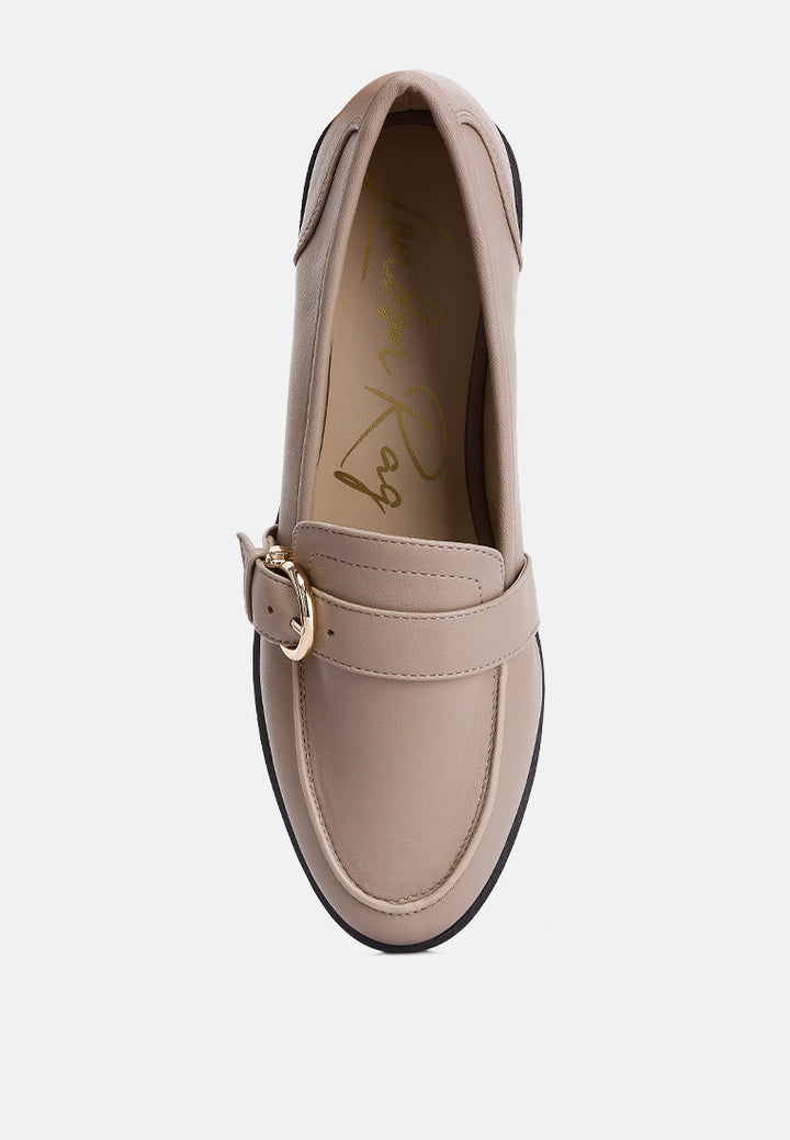 sheboss buckle detail loafers by ruw#color_taupe