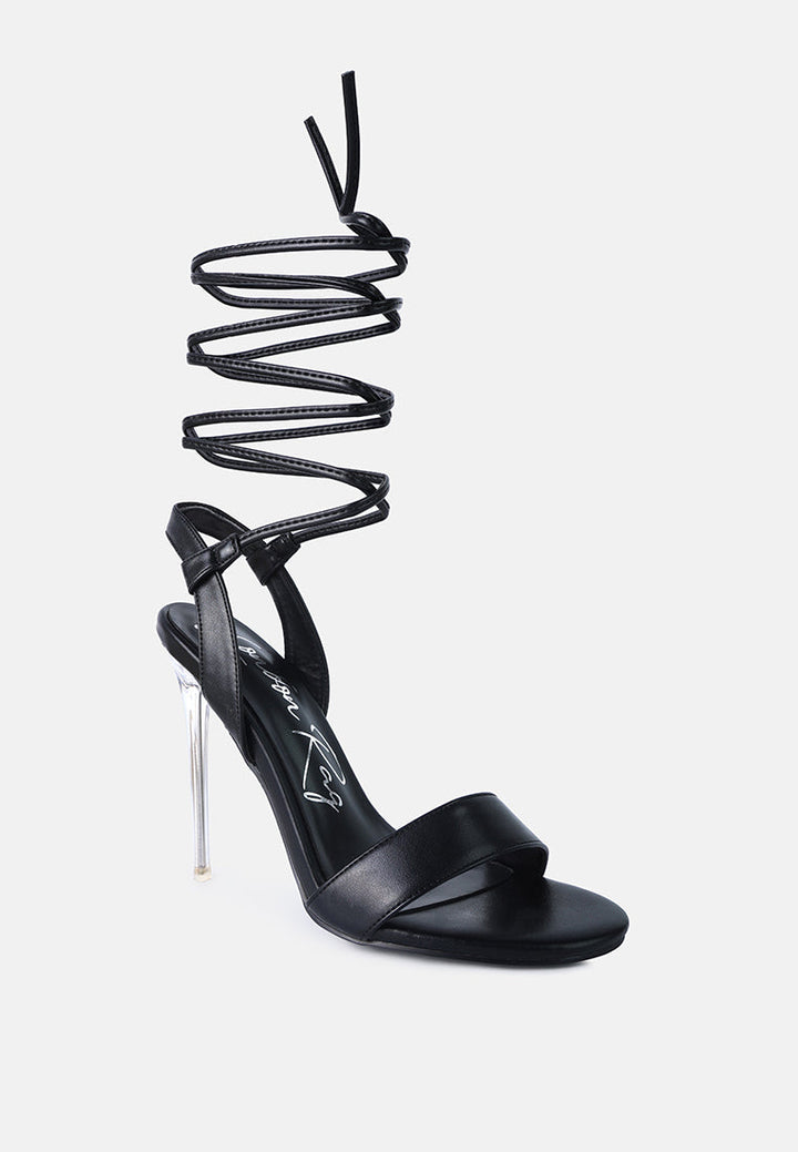 sheeny clear stiletto lace up heels by ruw#color_black
