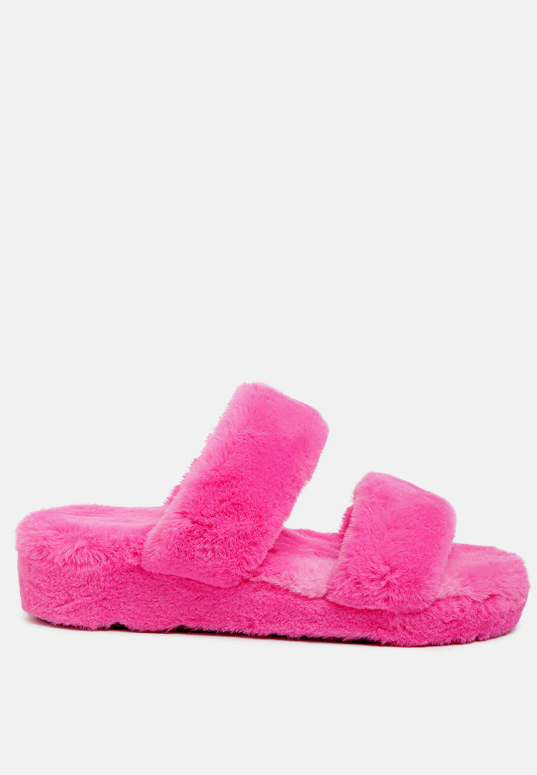 smoothie fur slip-on flats by ruw#color_pink