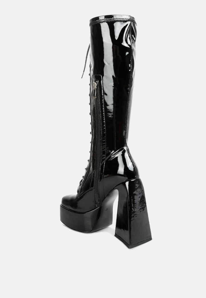 snowflakes high platform calf boots by ruw#color_black