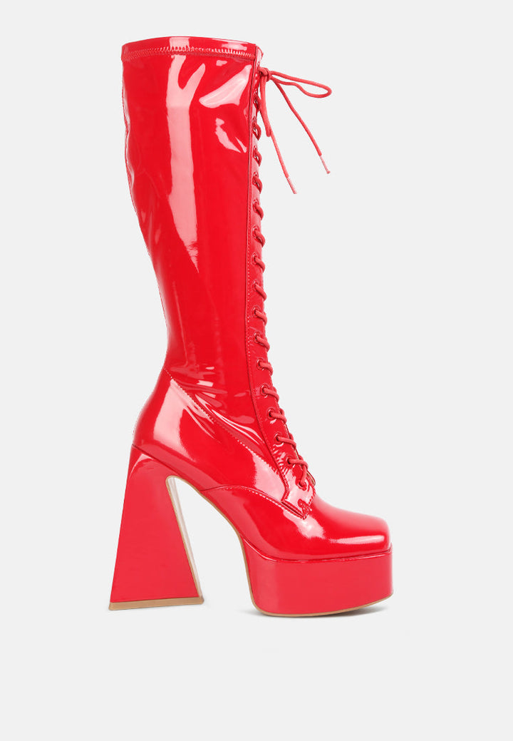 snowflakes high platform calf boots by ruw#color_red
