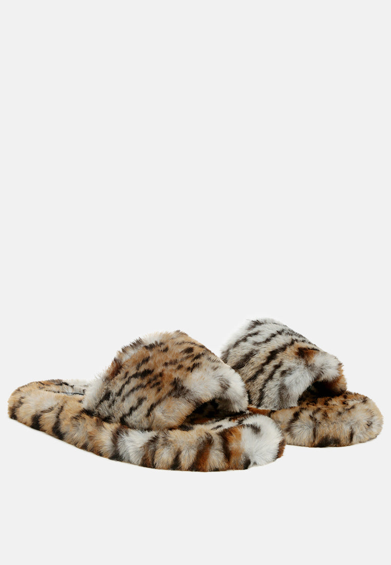 snuggle-in indoor fur flats by ruw#color_brown