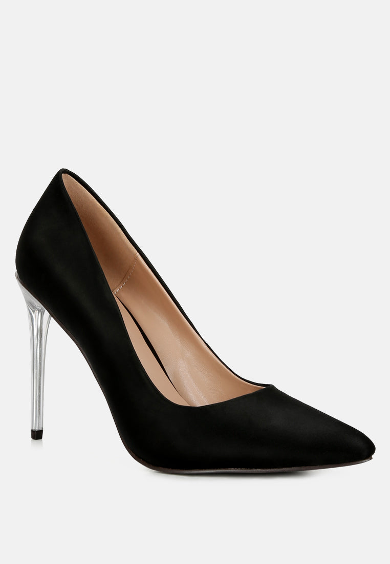 Stakes tacones claros de satén con tacón alto#Color_Negro