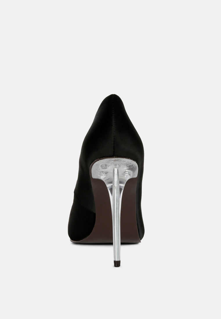 stakes clear high heel satin pump heels#Color_Black