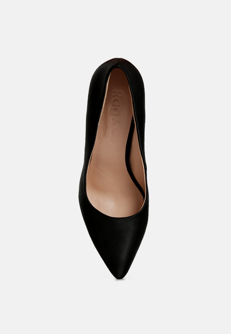 stakes clear high heel satin pump heels#Color_Black