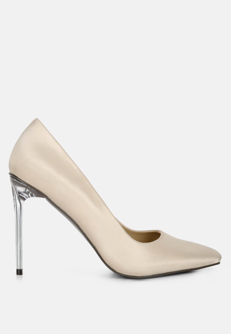 stakes clear high heel satin pump heels by ruw#color_nude