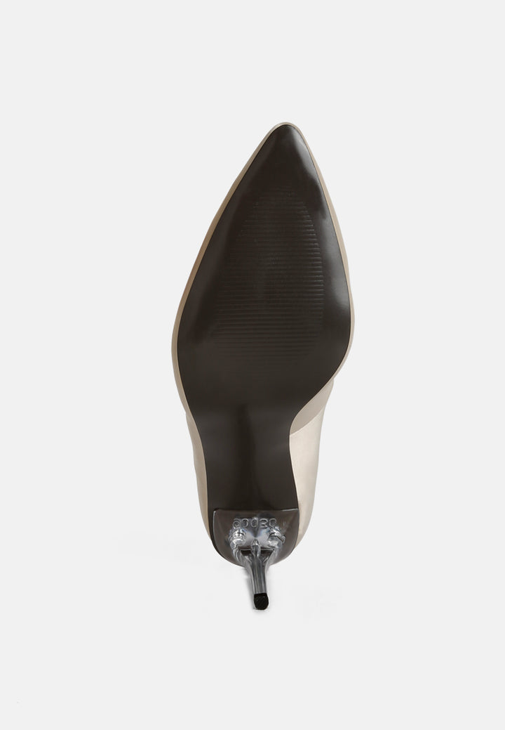 stakes clear high heel satin pump heels#Color_Nude