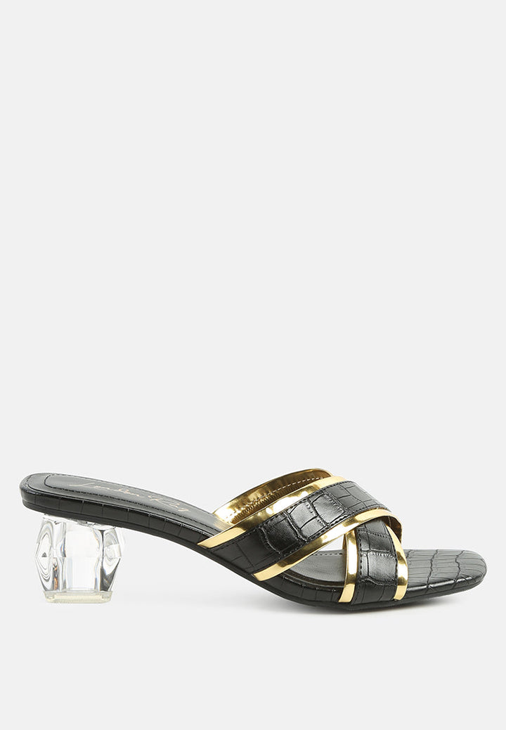 stellar gold line croc sculpted heel sandals by ruw#color_black