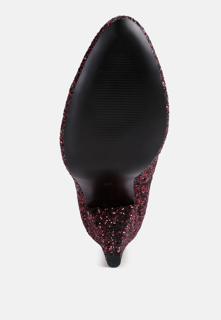 sugar plum glitter conical heel pumps by ruw#color_burgundy