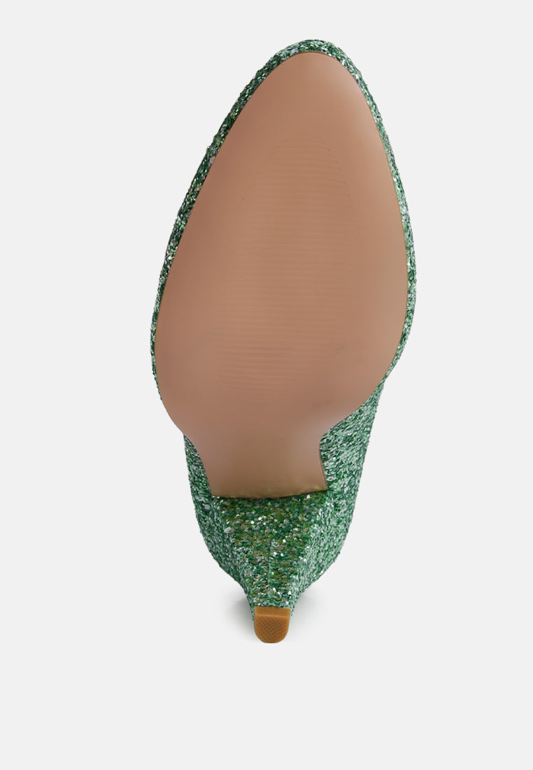 sugar plum glitter conical heel pumps by ruw#color_green