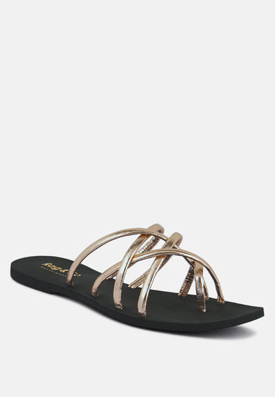sweetin strappy flat slip on sandals#color_rose-gold