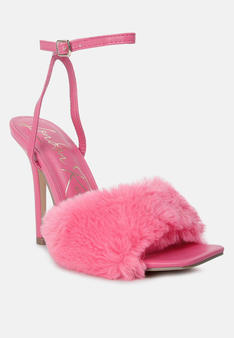tarantino faux fur stiletto sandals by ruw#color_pink
