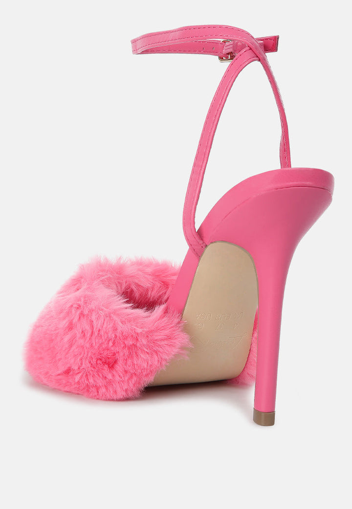 tarantino faux fur stiletto sandals by ruw#color_pink