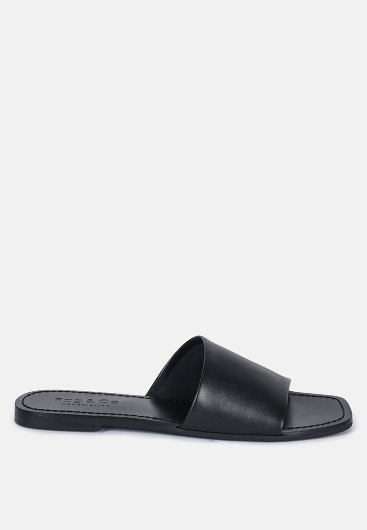 tatami leather classic slide flats by ruw#color_black