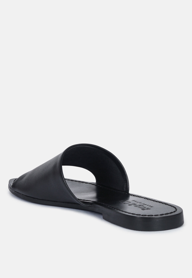 tatami leather classic slide flats by ruw#color_black