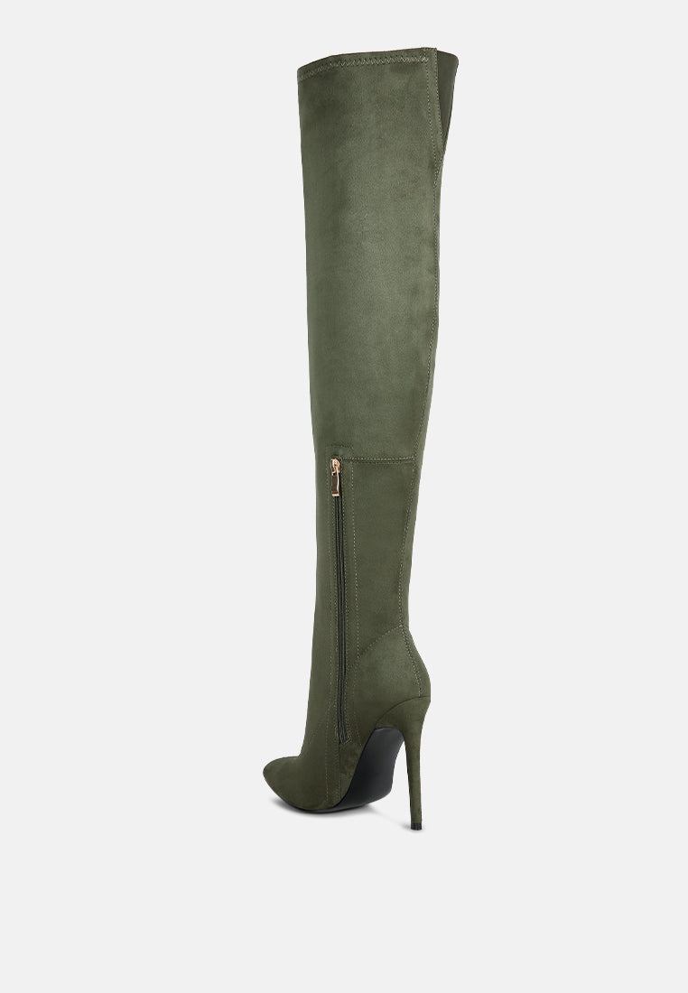 tilera stretch over the knee stiletto boots by ruw#color_khaki
