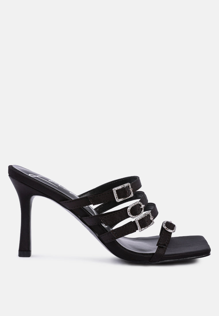 times up diamante buckle mid heel sandals by ruw#color_black