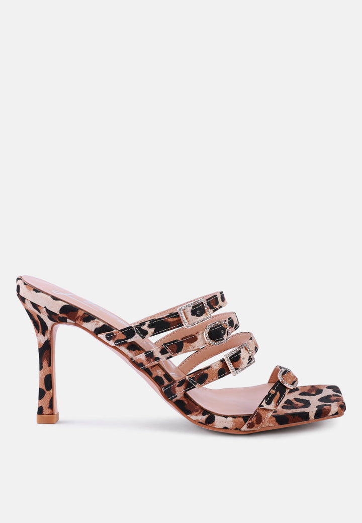 times up diamante buckle mid heel sandals by ruw#color_leopard