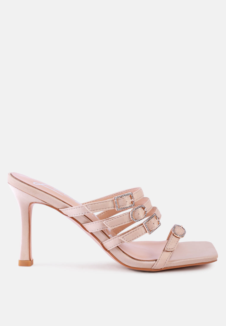 times up diamante buckle mid heel sandals by ruw#color_nude