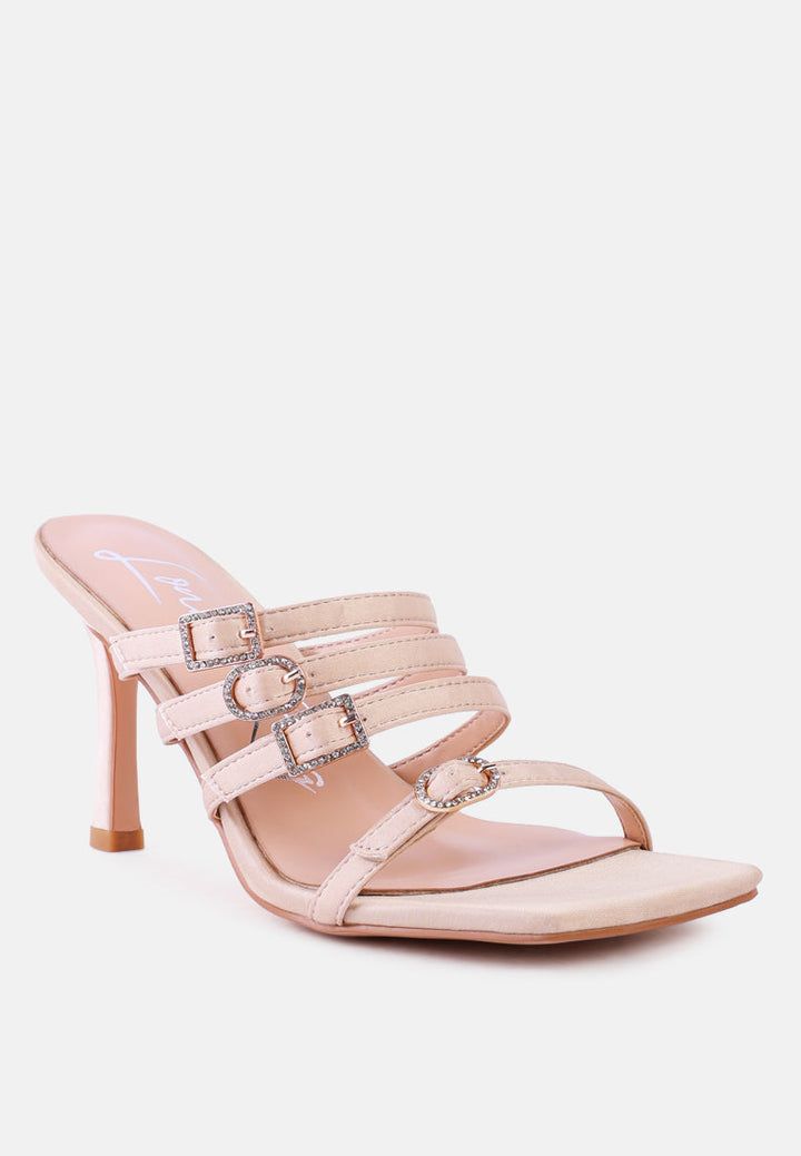 times up diamante buckle mid heel sandals by ruw#color_nude
