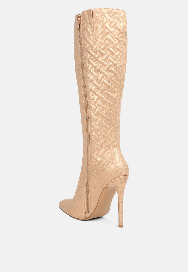 tinkles embossed high heeled calf boots by ruw#color_beige