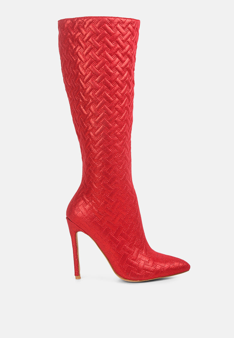tinkles embossed high heeled calf boots by ruw#color_red