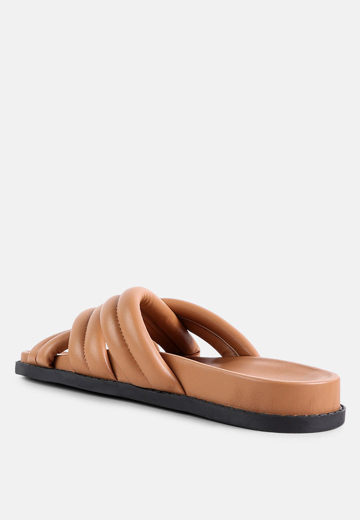 tora quilted strap slider flats by ruw#color_tan