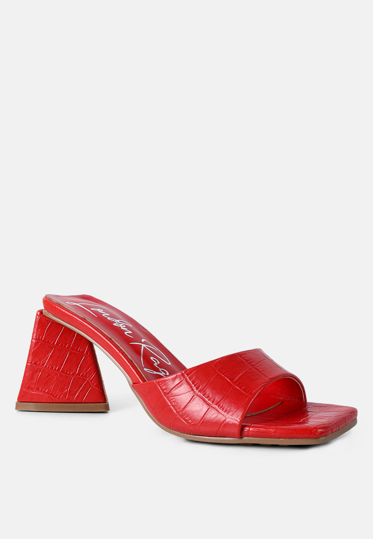 trinity croc pattern triangle heel sandals by ruw#color_red