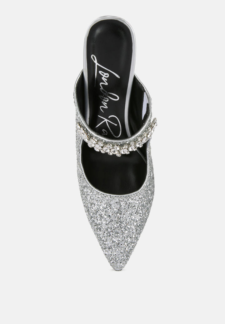 twinklet glitter diamante embellished stilettos by ruw#color_silver