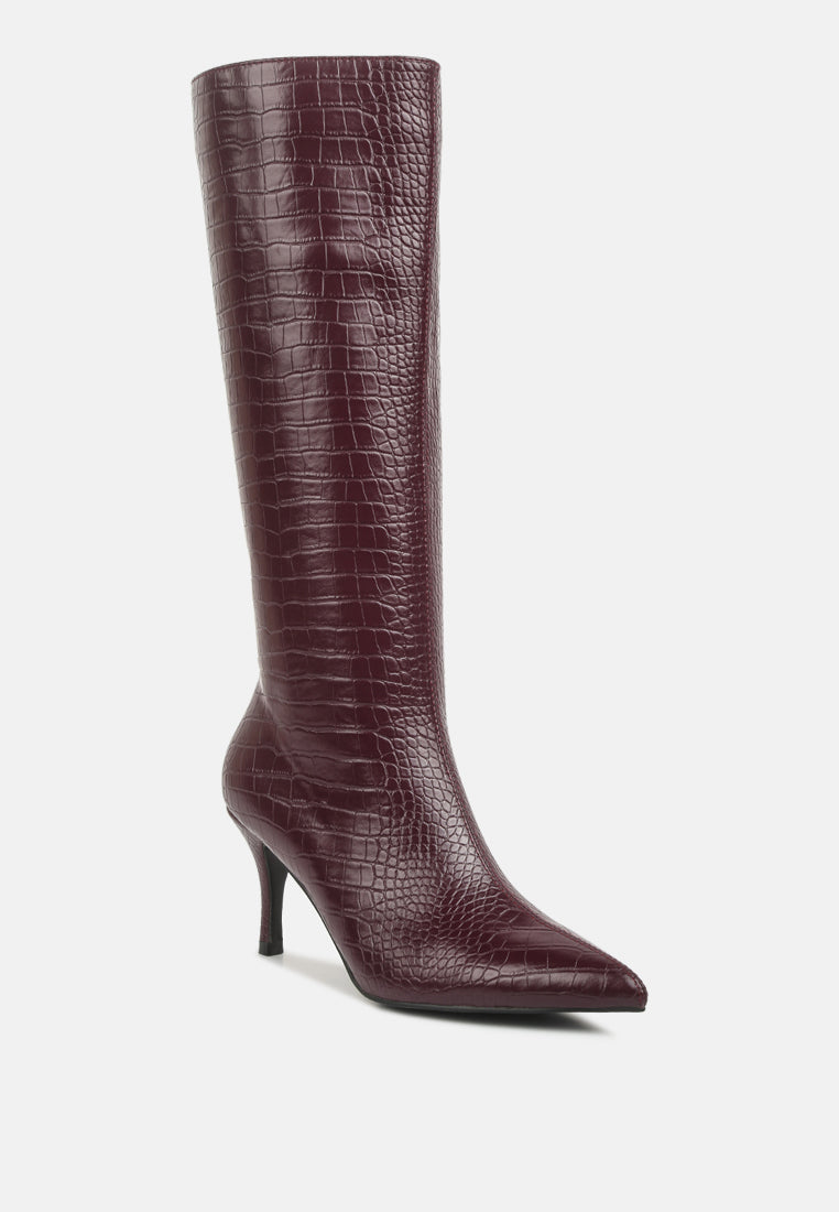 uptown pointed mid heel calf boots by ruw#color_burgundy