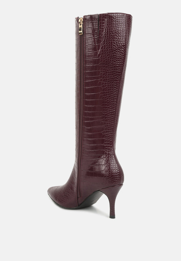 uptown pointed mid heel calf boots by ruw#color_burgundy