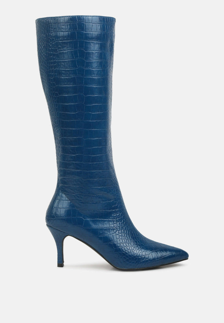 uptown pointed mid heel calf boots by ruw#color_navy