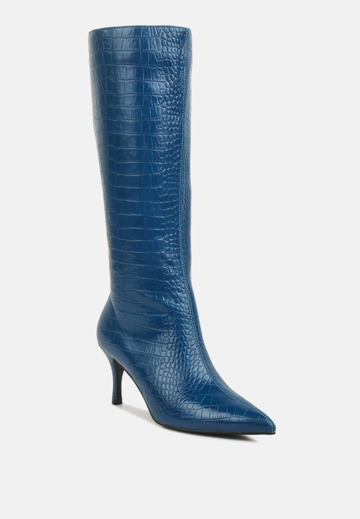uptown pointed mid heel calf boots by ruw#color_navy
