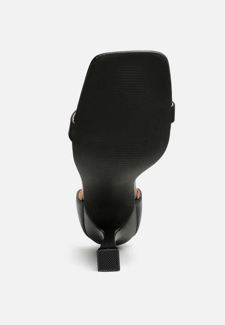 venusta metallic chain detail spool heel sandals by ruw#color_black