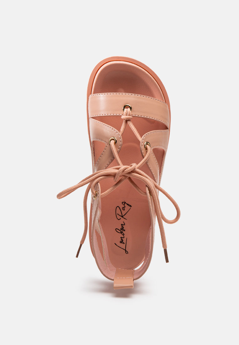 voopret tie-up flat sandals by ruw#color_pink
