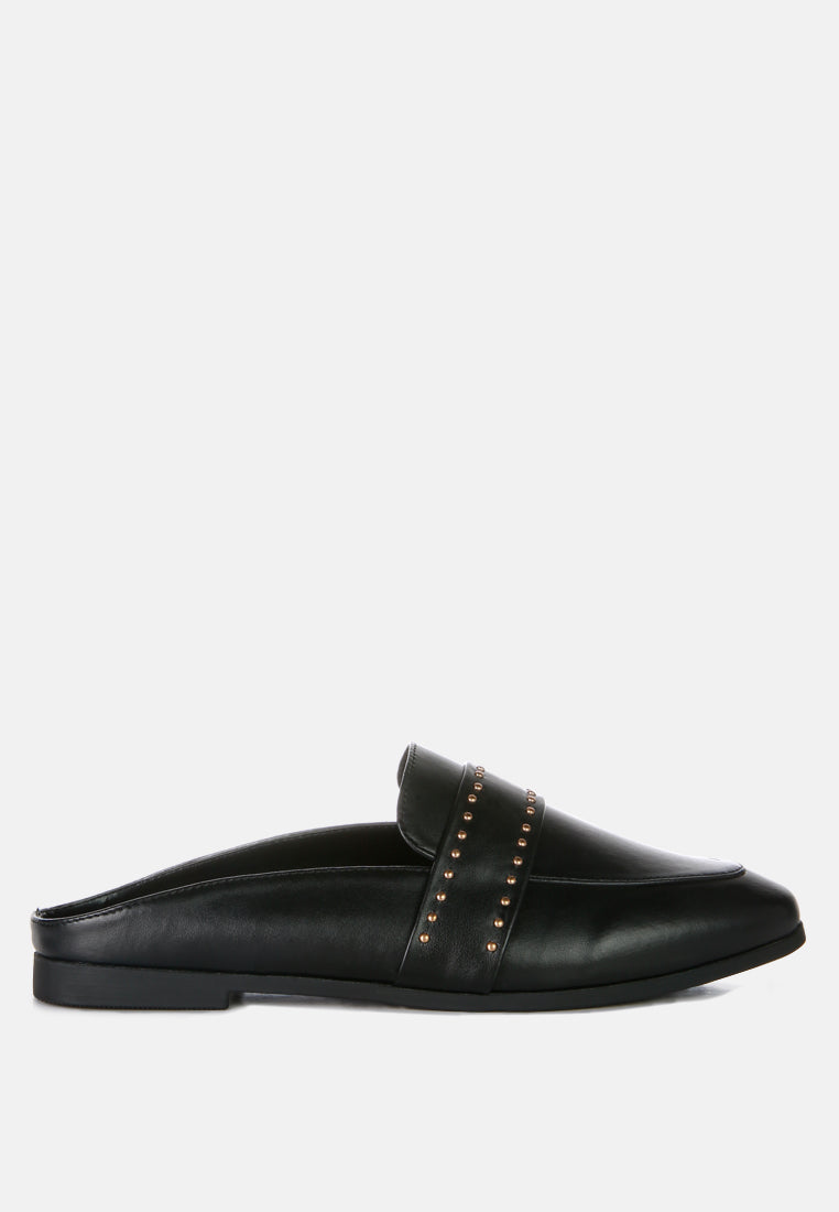 walkout faux leather studded detail mules by ruw#color_black