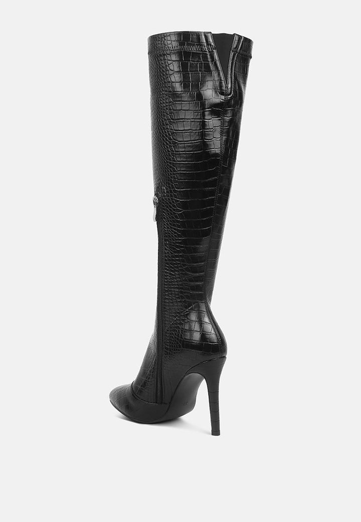 wheedle croc high heeled calf boots by ruw#color_black