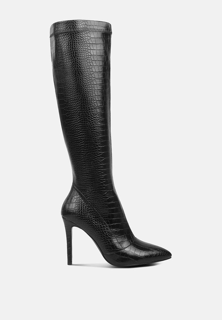 wheedle croc high heeled calf boots by ruw#color_black