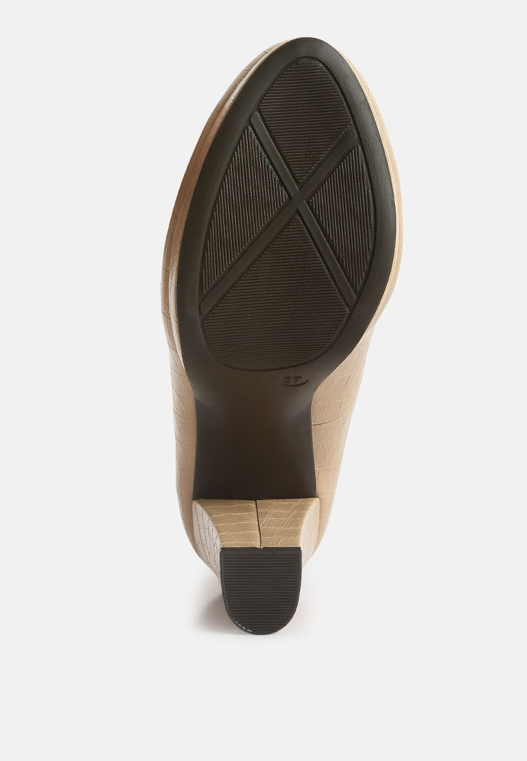 whitley croc texture high block heel pumps by ruw#color_beige