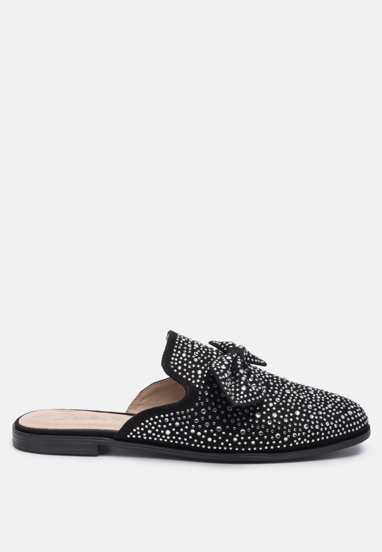 whoopie embellished casual bow mules by ruw#color_black