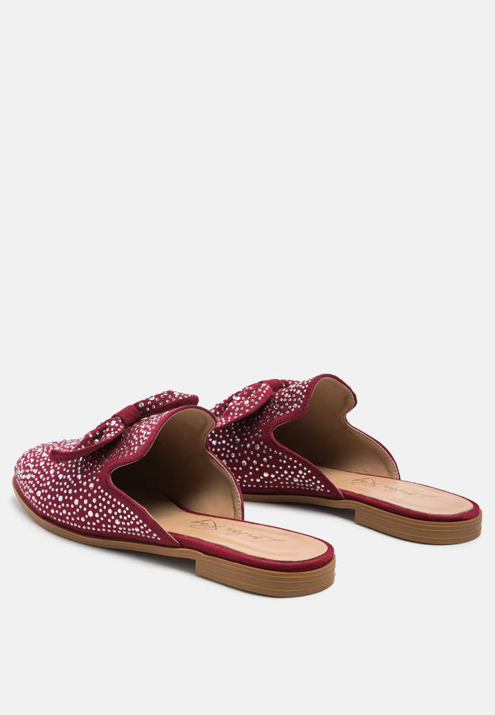 whoopie embellished casual bow mules by ruw#color_red