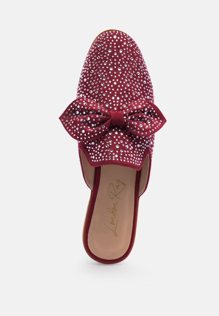 whoopie embellished casual bow mules by ruw#color_red