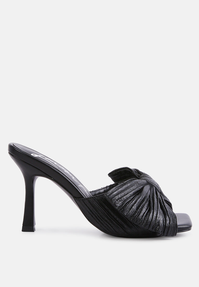 wonderbuz high heeled bow slider sandals by ruw#color_black