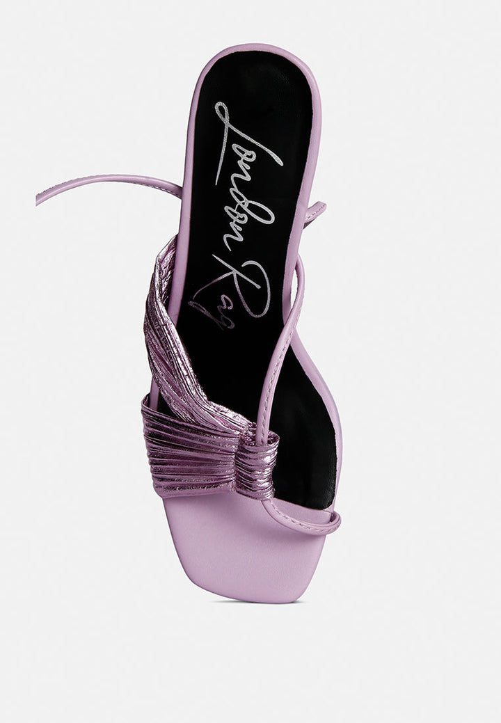 xuxa metallic tie up italian block heel sandals by ruw#color_purple