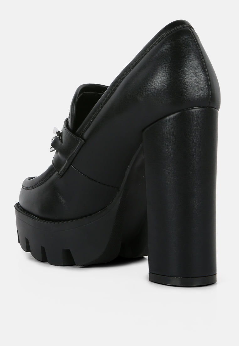y2k chunky high block heeled loafers by ruw#color_black